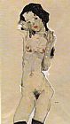 Egon Schiele Famous Paintings - Standing nude young girl